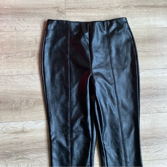 AFRM Adela High Waist Front Slit Faux Leather Pants pull on stretch waist - Picture 12 of 13